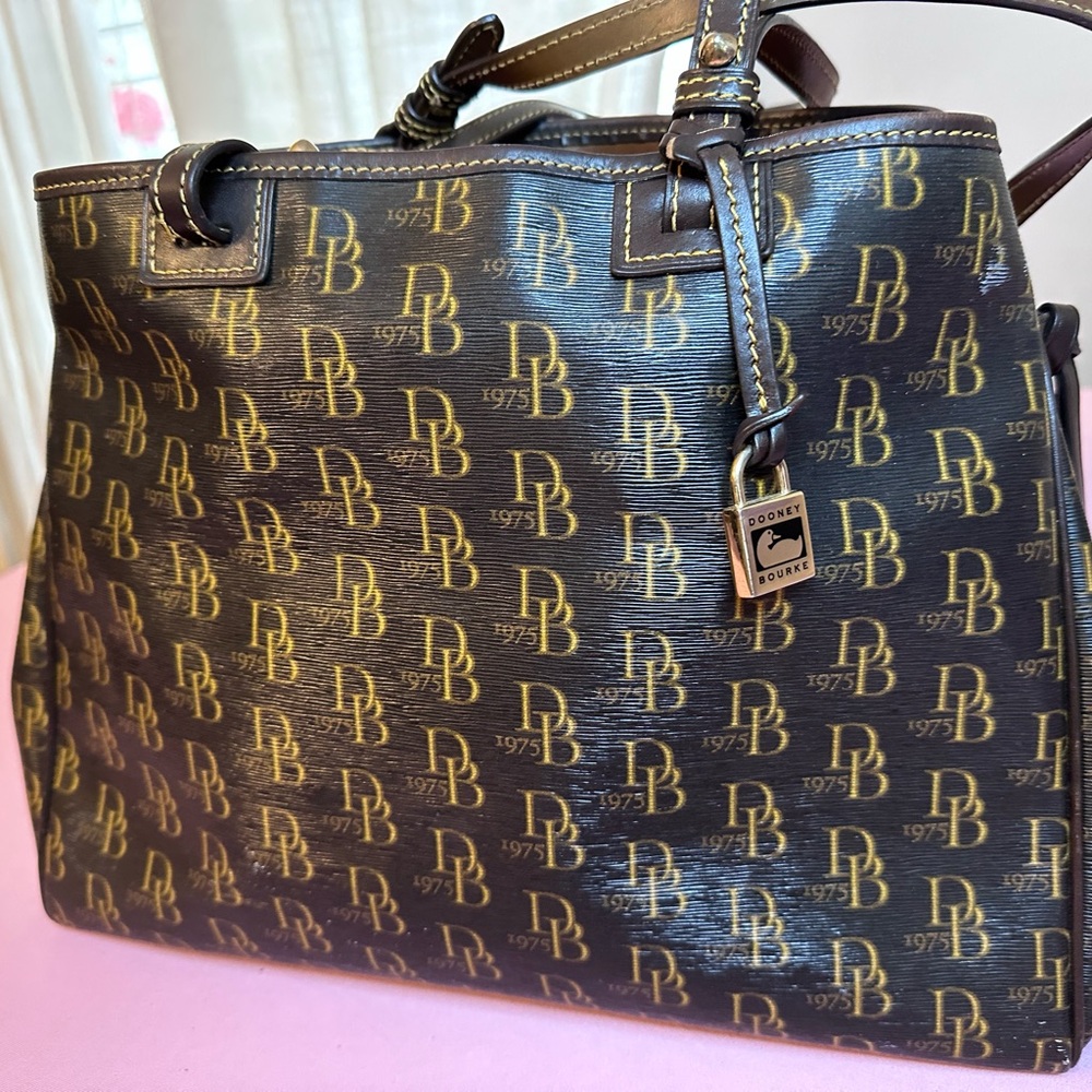Dooney & Bourke Brown & Gold Signature DB Tote - Picture 7 of 7